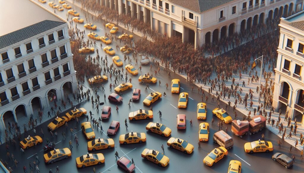 protestas masivas del sector taxi en ciudades de italia