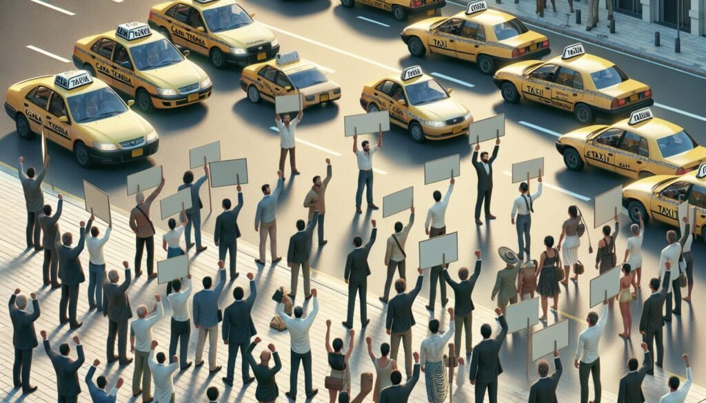 taxistas de cartagena protestan por el cierre de la hosteleria