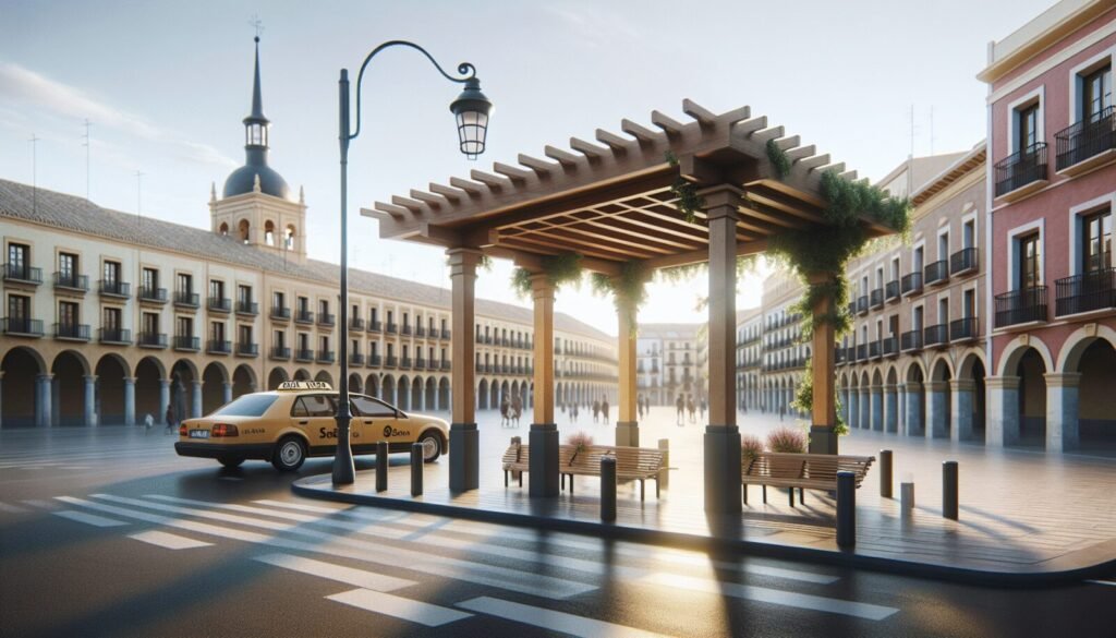 torrejon de ardoz instala pergola en parada de taxis plaza espana