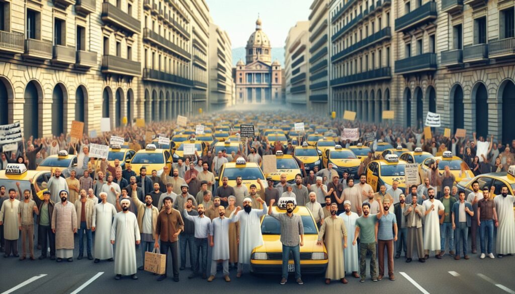 taxistas de barcelona se movilizan nuevamente en las calles